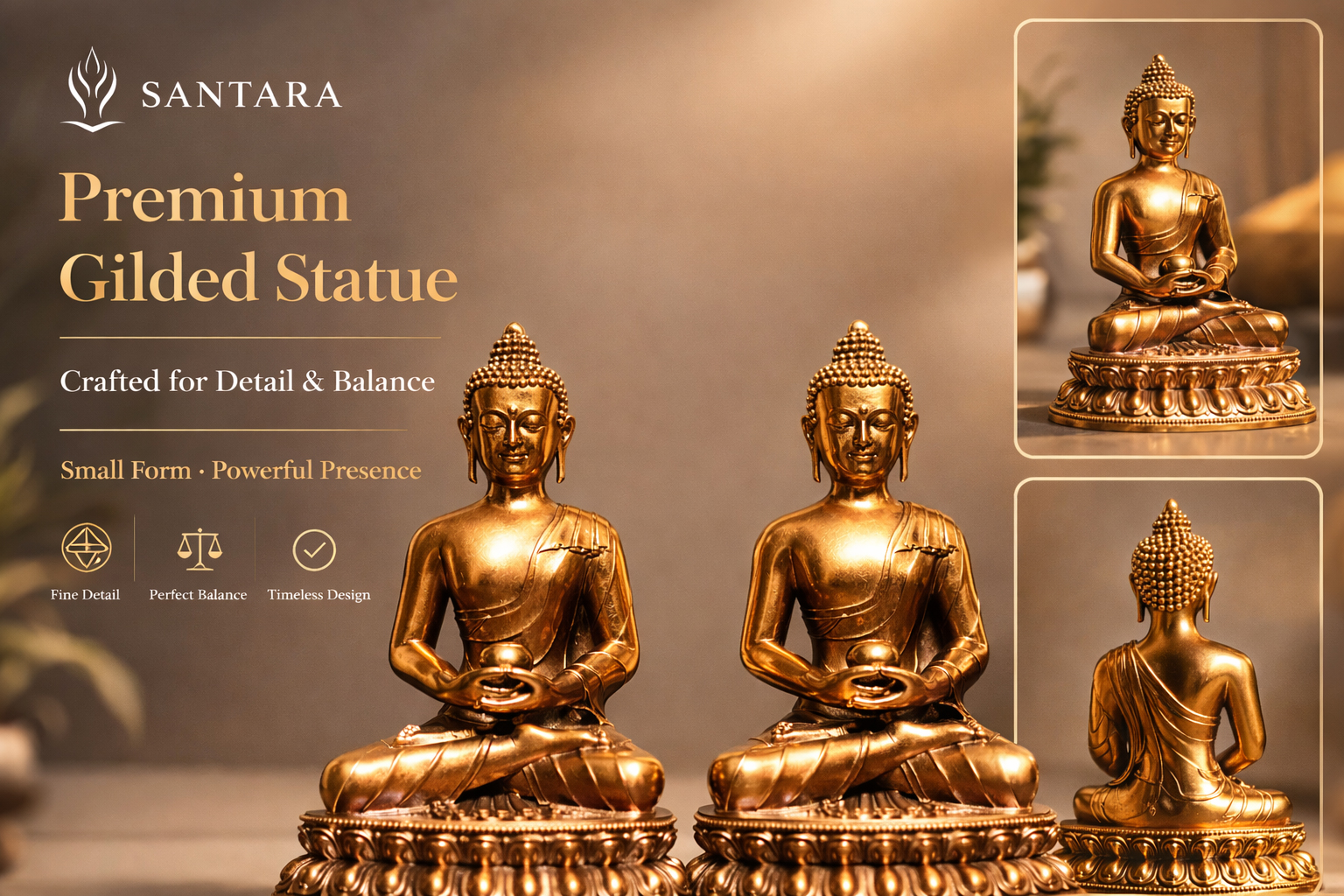 6.5cm bronze antique-style Amitabha Buddha with thick gold plating
