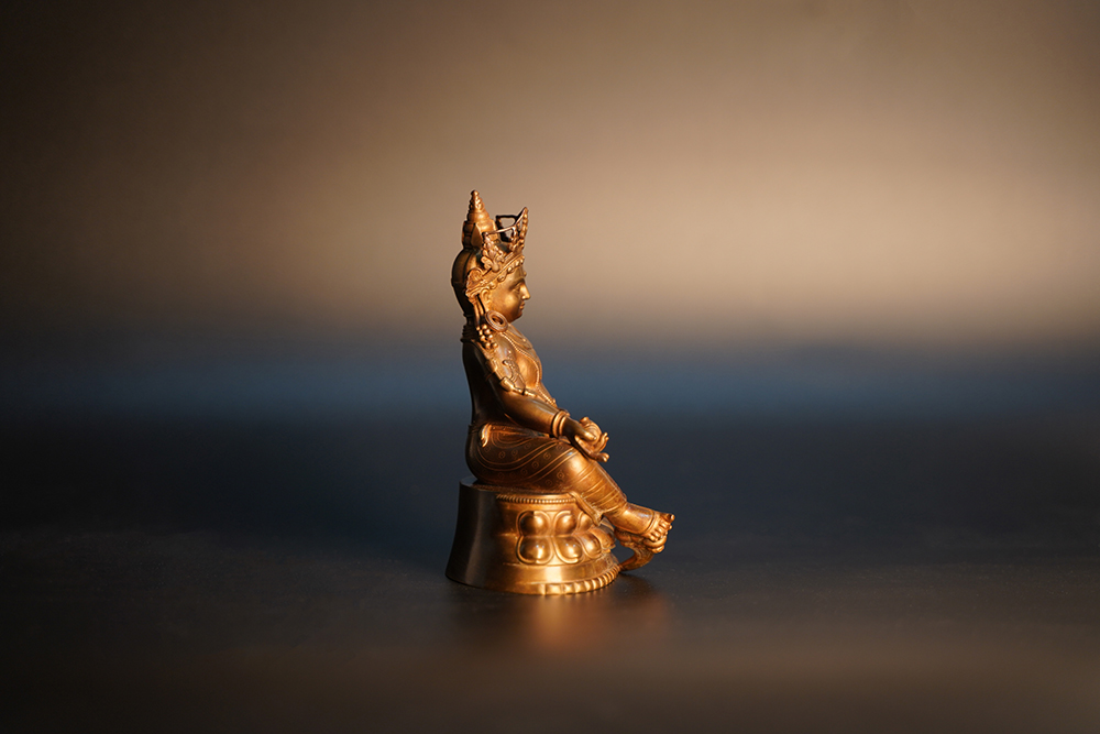 15cm Bronze Antique Yellow God of Wealth