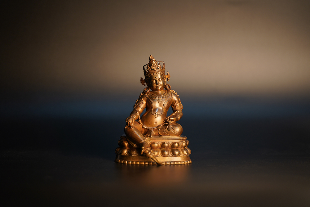15cm Bronze Antique Yellow God of Wealth