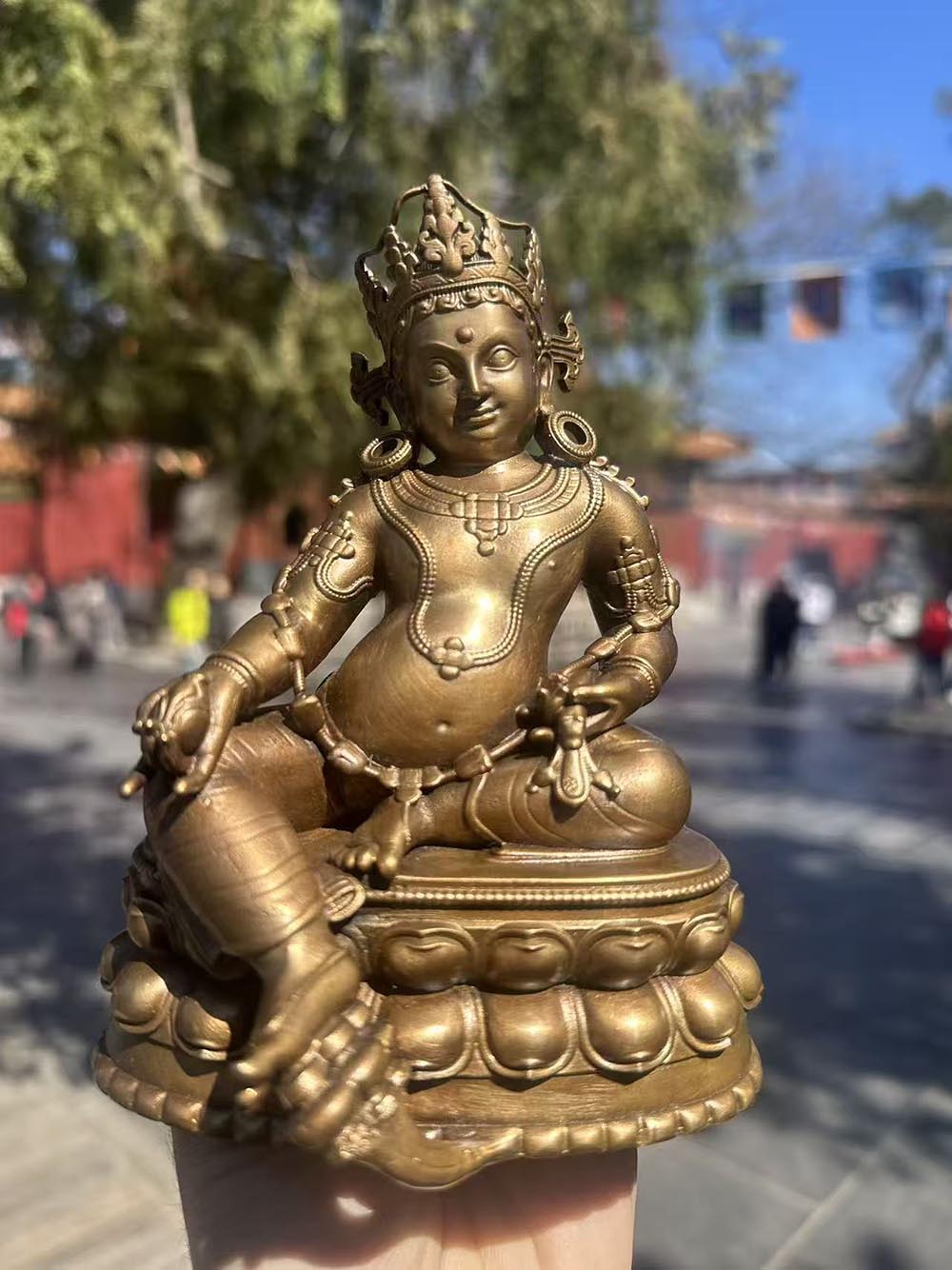 15cm Bronze Antique Yellow God of Wealth