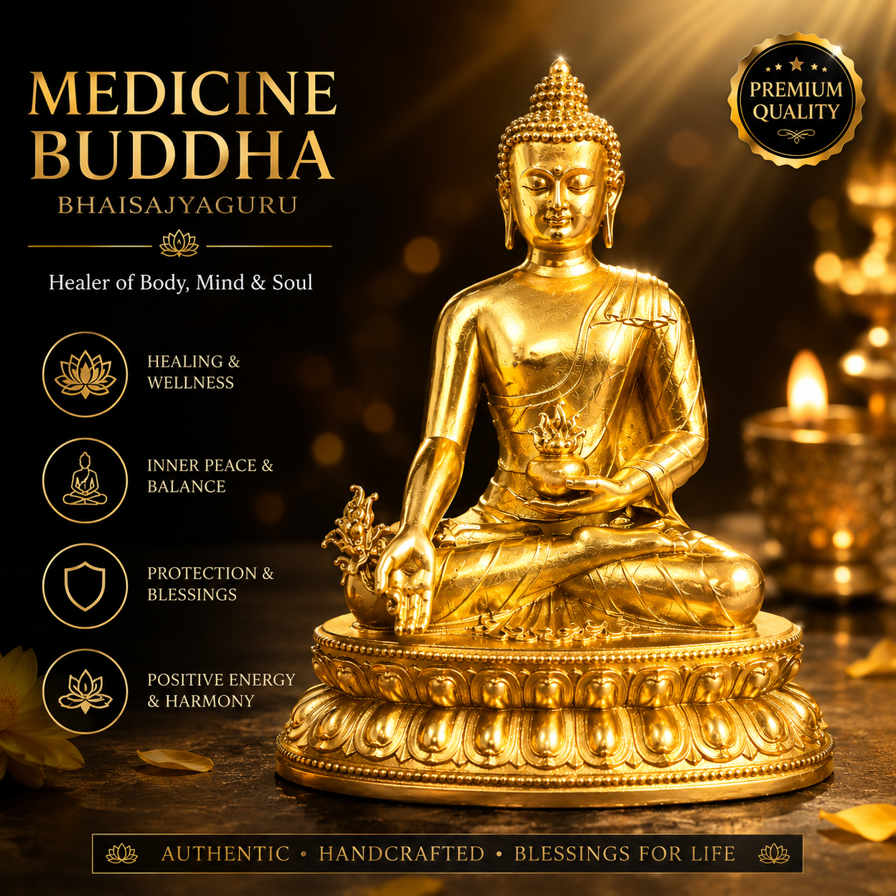 6.5cm bronze antique-style Medicine Buddha