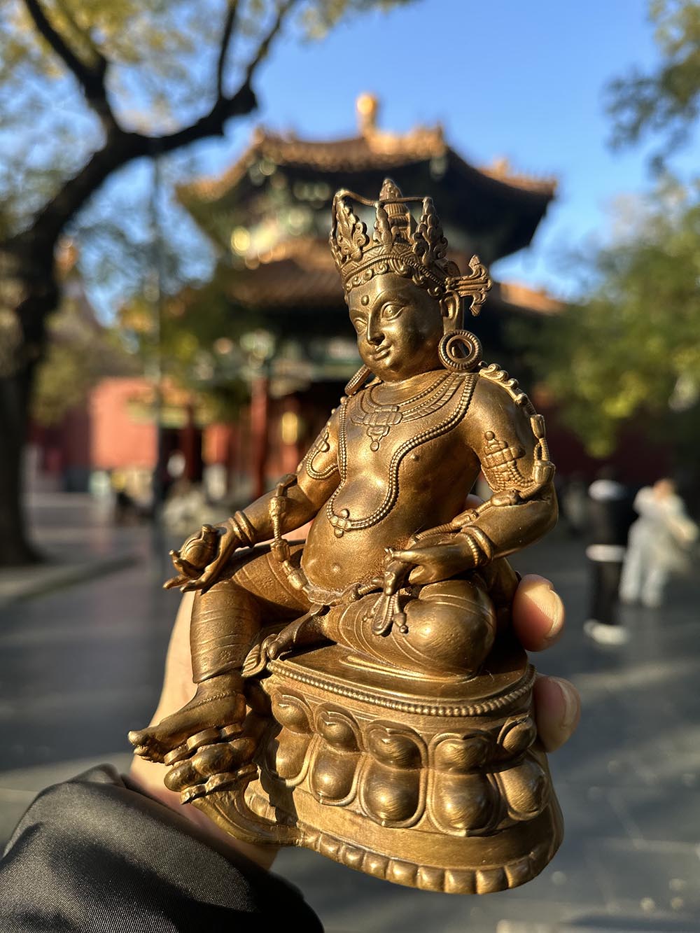15cm Bronze Antique Yellow God of Wealth