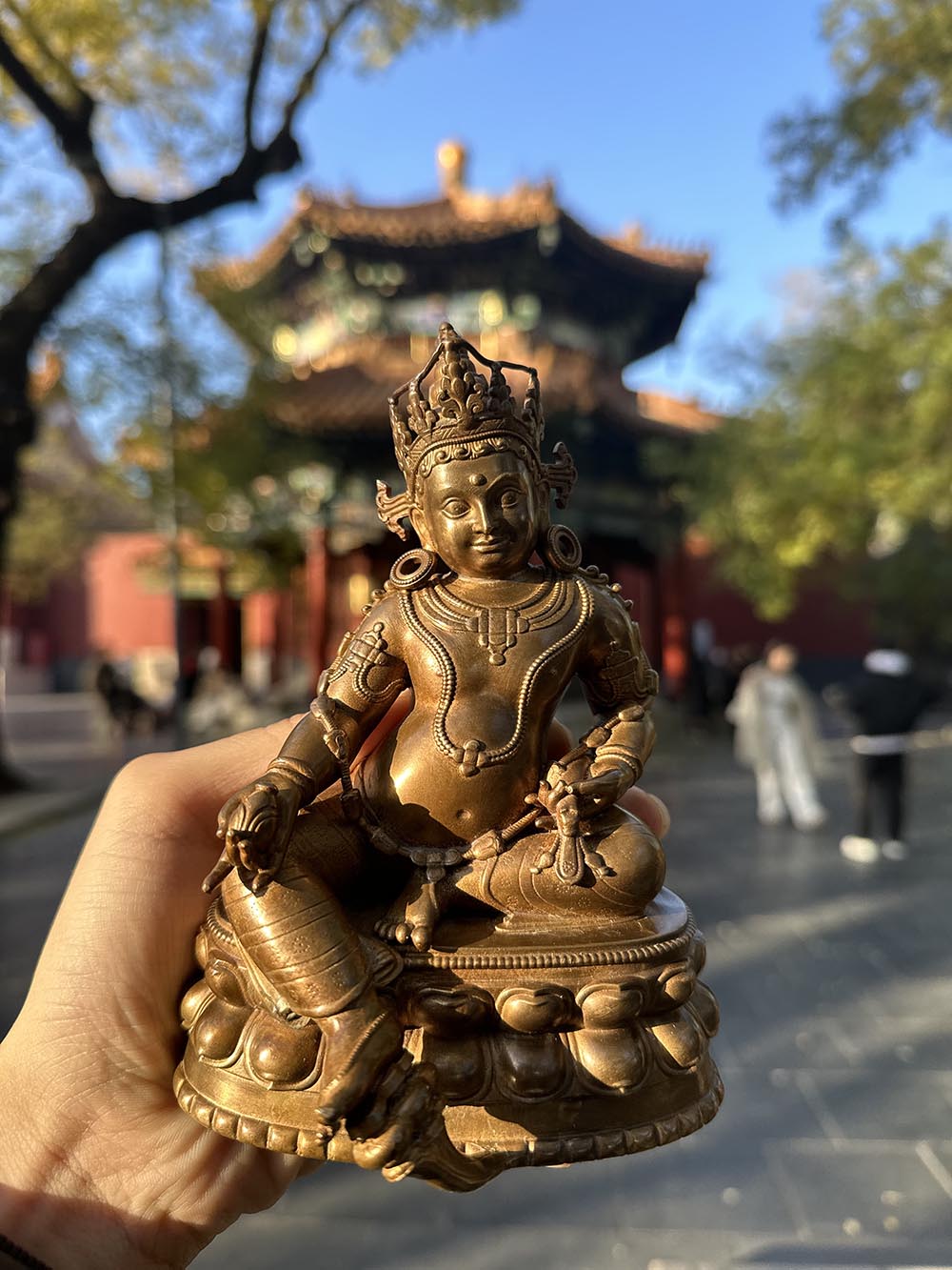 15cm Bronze Antique Yellow God of Wealth