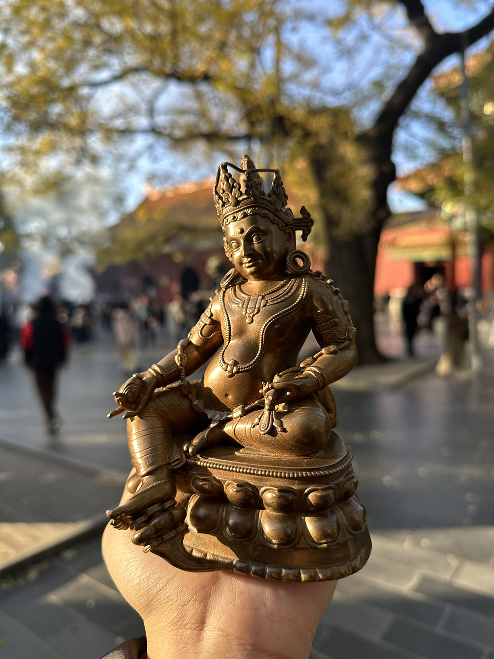 15cm Bronze Antique Yellow God of Wealth