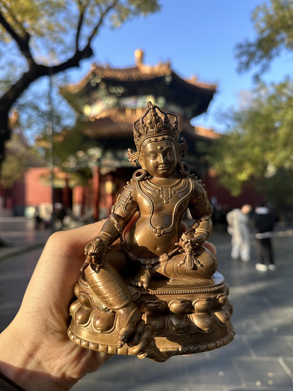 15cm Bronze Antique Yellow God of Wealth