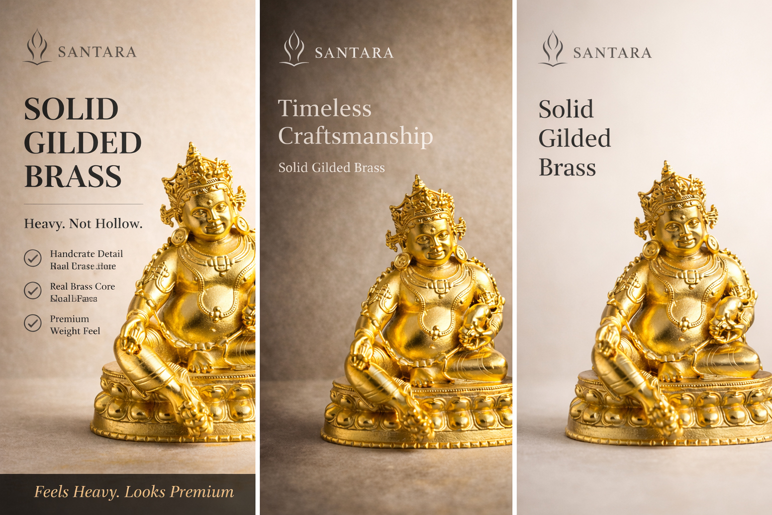 6.5cm bronze antique-style wealth god with thick gold plating