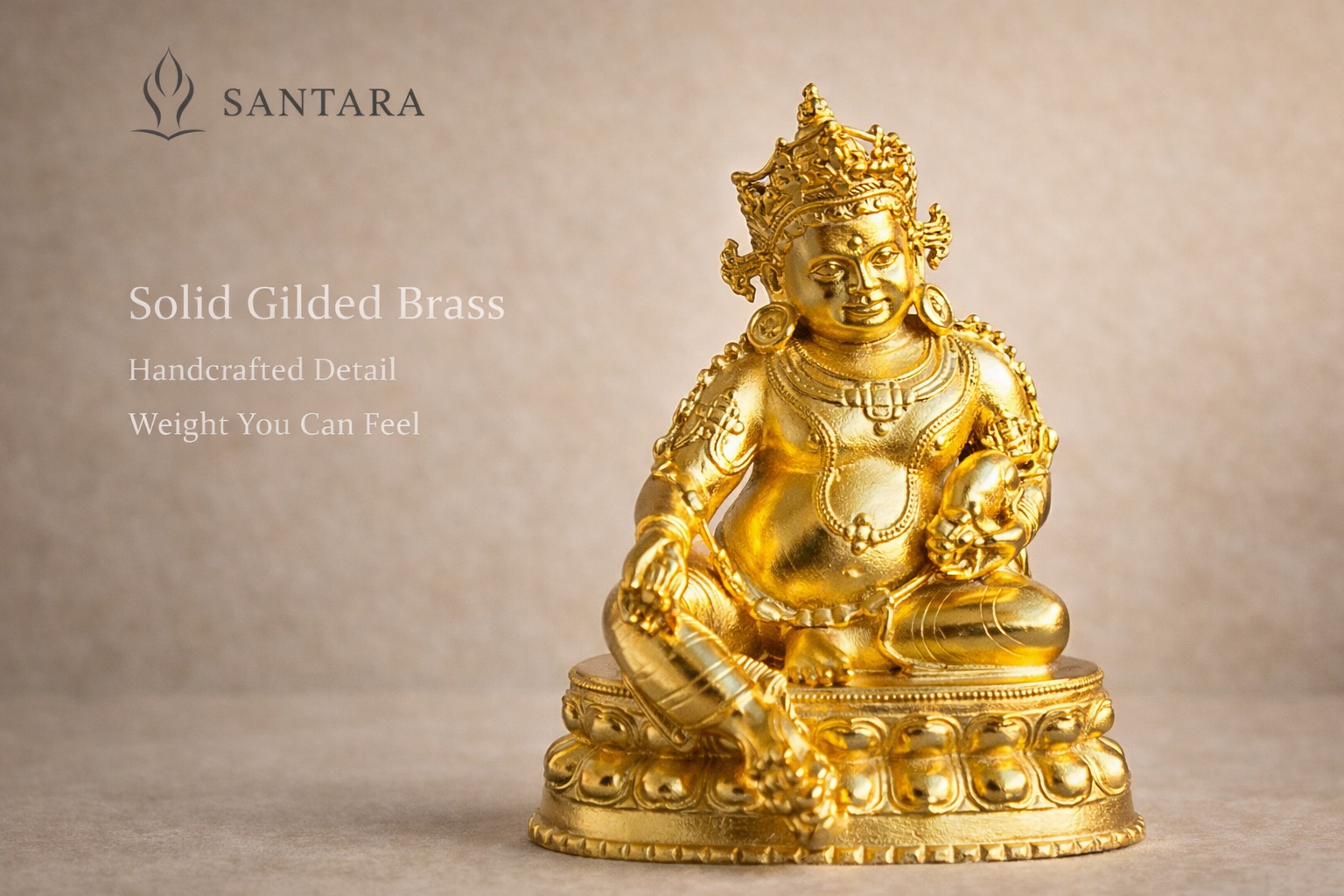 6.5cm bronze antique-style wealth god with thick gold plating