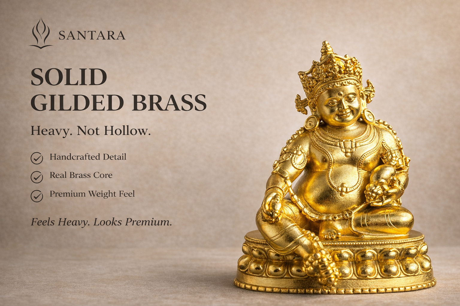 6.5cm bronze antique-style wealth god with thick gold plating