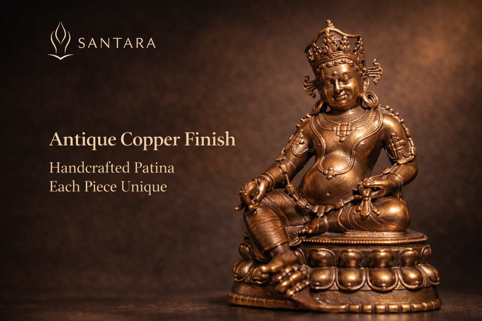 6.5cm bronze antique-style wealth god with thick gold plating